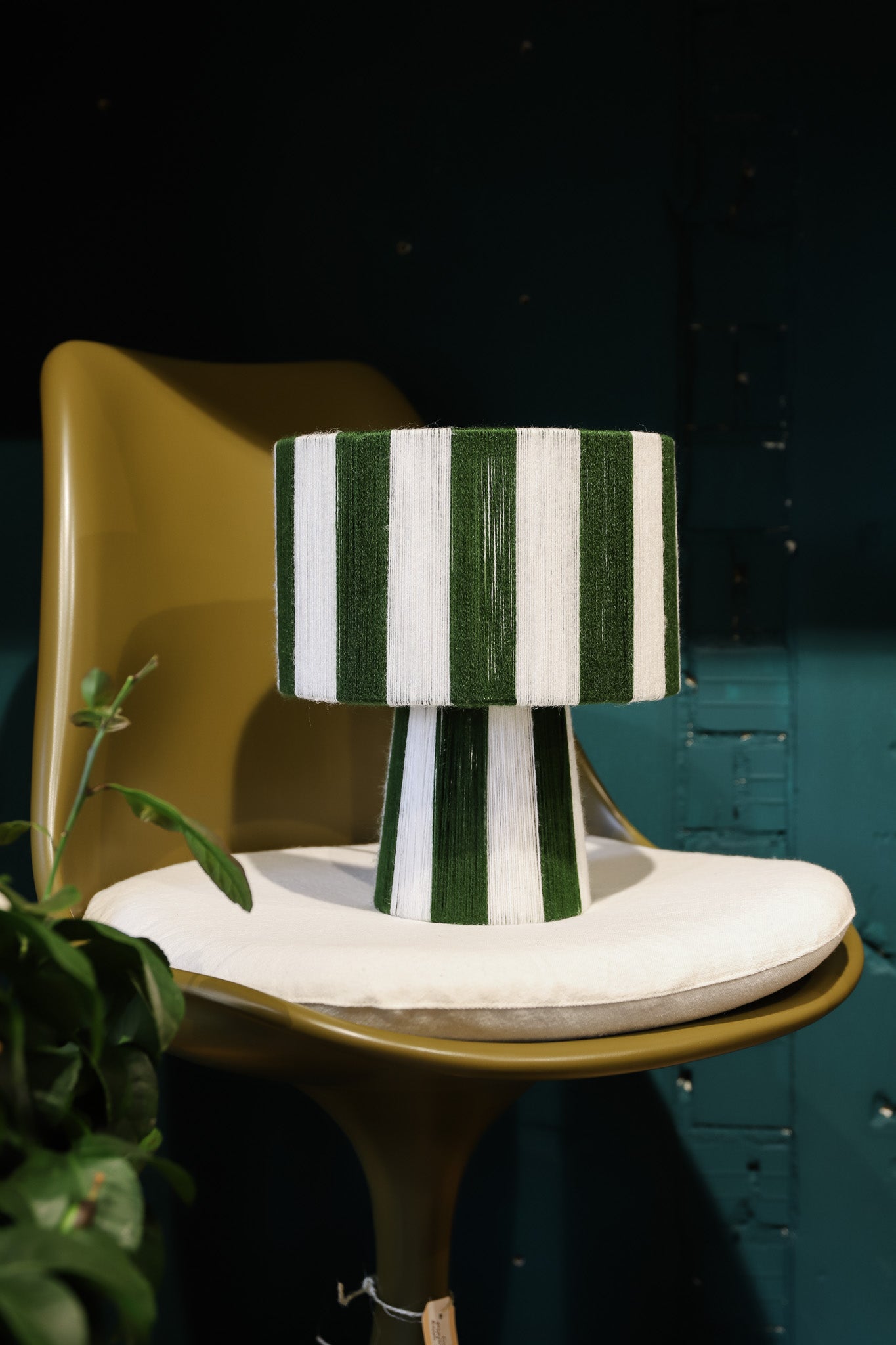 Tafel lamp - wol - streep - Olijf