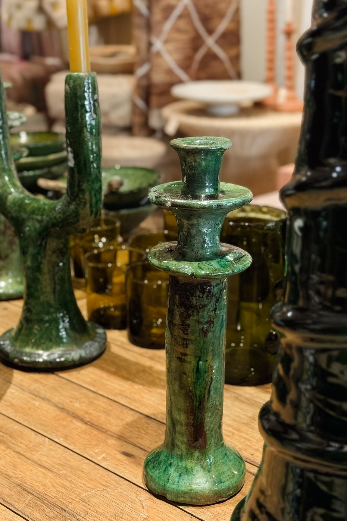 Tamegroute Kandelaar Handgemaakt - Groen - 32 cm
