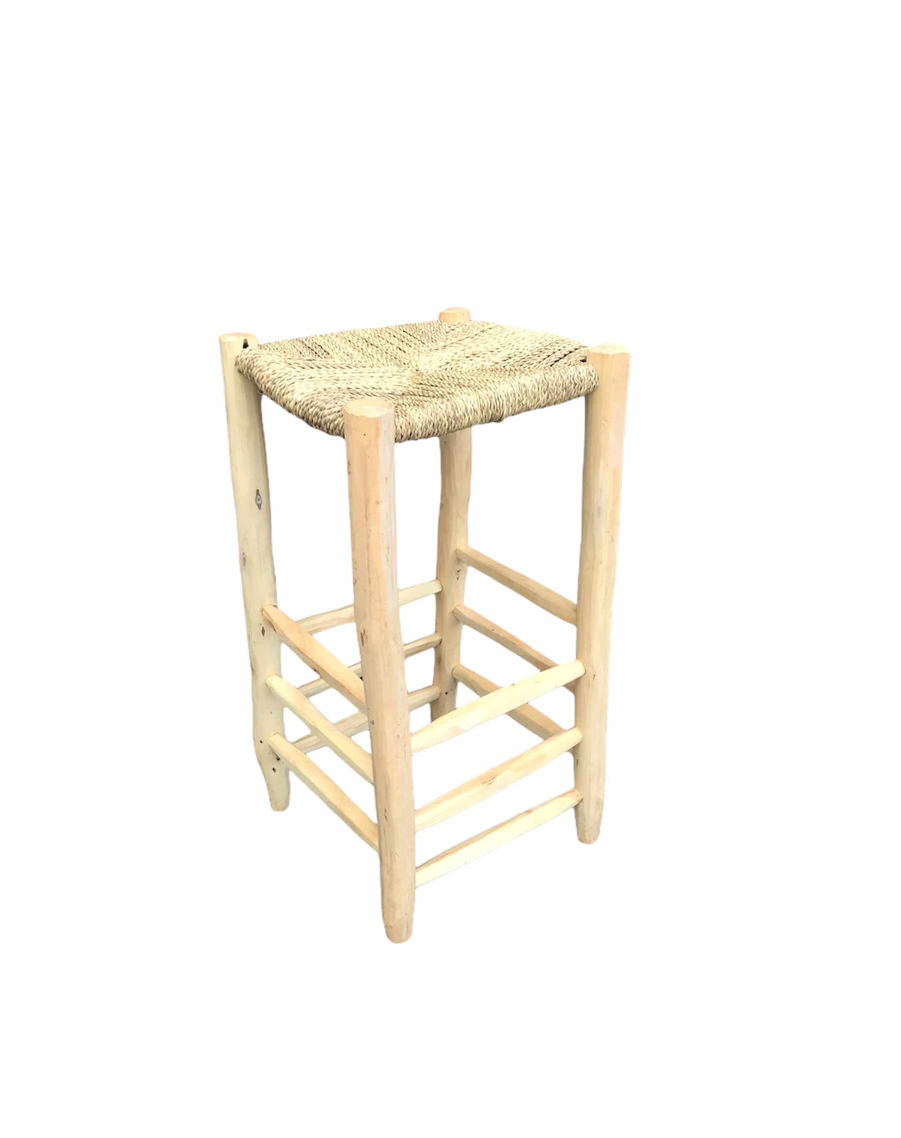 Bar kruk naturel met touw zitting
