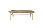 Bank van naturel hout met naturelle zitting van touw